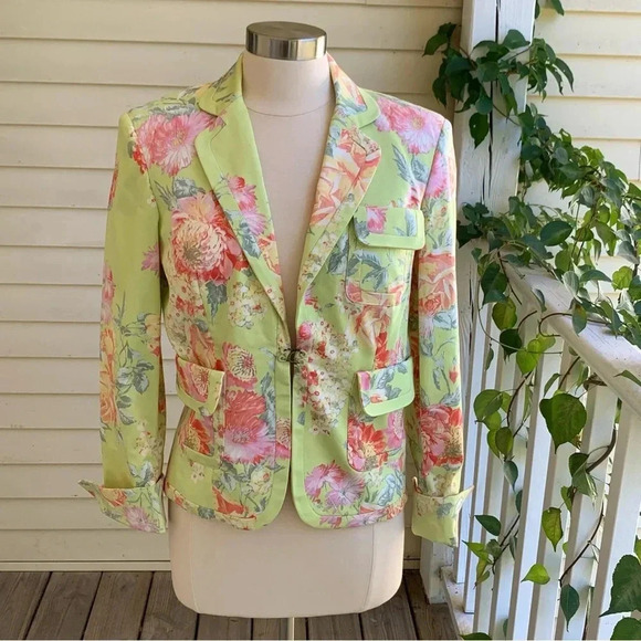 Body By Victoria VS Size 12 Green Watercolor Floral Blazer Victoria’s Secret - Picture 1 of 10